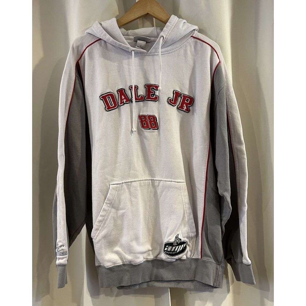 CHASE NASCAR Dale Earnhardt Jr 88 Mens Sweatshirt Size L Hoodie White Gray Logo
